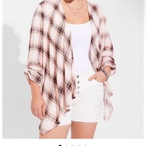 Torrid Pink Plaid Gauze Drape